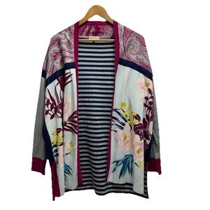 Etro Womens Size 40 Multicolor Floral Paisley Cotton Open Cardigan Top Italy euc